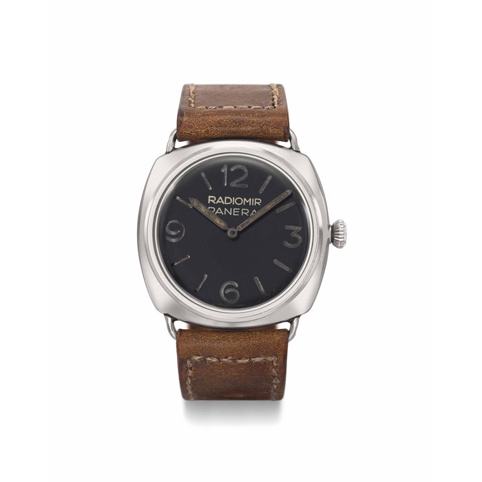 Rolex, made for Panerai. A rare and large stainless steel cushion-shaped diver's wristwatch with colour-change dial SIGNED PANERAI RADIOMIR, CASE AND MOVEMENT SIGNED ROLEX S.A., REF. 3646, TYPE C MODEL, CASE NO. 1'010'222, CIRCA 1942
