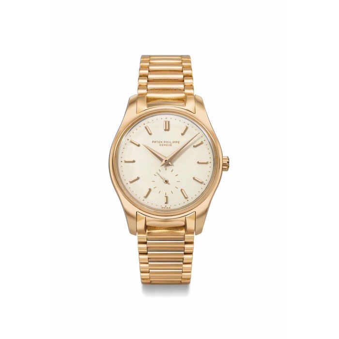 Patek Philippe. A fine, rare and elegant 18K pink gold automatic wristwatch with enamel dial and bracelet SIGNED PATEK PHILIPPE, GENÈVE, REF. 2526, MOVEMENT NO. 765'464, CASE NO. 2'604'130, MANUFACTURED IN 1958