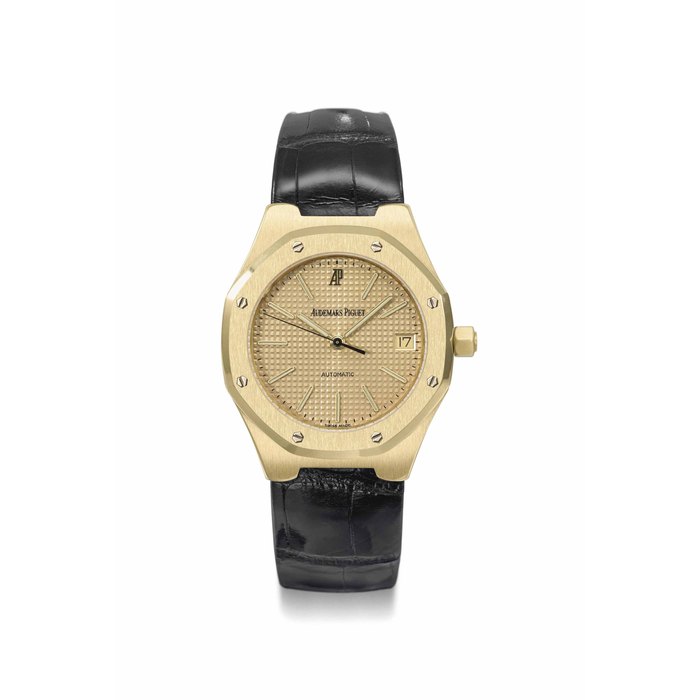 Audemars Piguet. An 18K gold automatic wristwatch with sweep centre seconds and date Signed Audemars Piguet, Automatic, Royal Oak, No. 476, movement No. 392'331, case No. D 14296, circa 1993