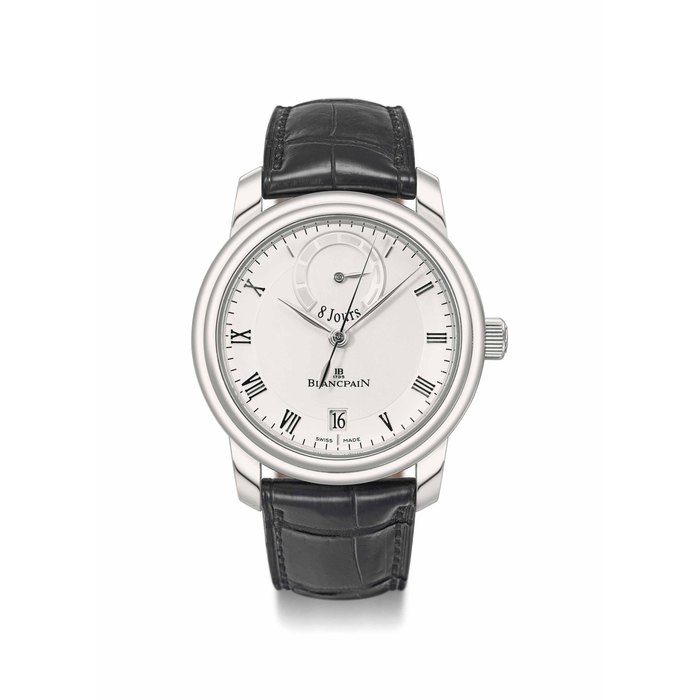 Blancpain. A fine and rare platinum limited edition wristwatch with sweep centre seconds, date, 8 days power reserve, Warranty and box Signed Blancpain, 8 Jours, ref. 4213-3442-N55, limited edition no. 11/260, movement no. 0072, circa 2006