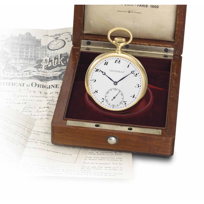 Patek Philippe. A very fine and rare 18K gold openface keyless lever watch with Guillaume balance, Bulletin d'Observatoire, original certificate and box Signed Patek Philippe & Cie., Geneva, Switzerland, movement no. 177'509, case no. 409'837, manufactured in 1919