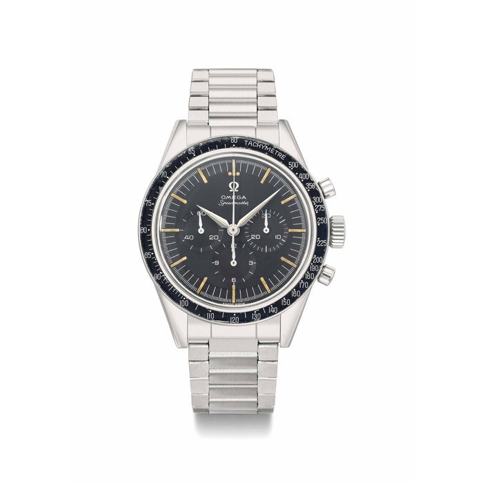 Omega Omega. A rare stainless steel chronograph wristwatch with bracelet Signed Omega, Speedmaster, ref. CK 2998-2, movement no. 19'834'724, manufactured in 1963