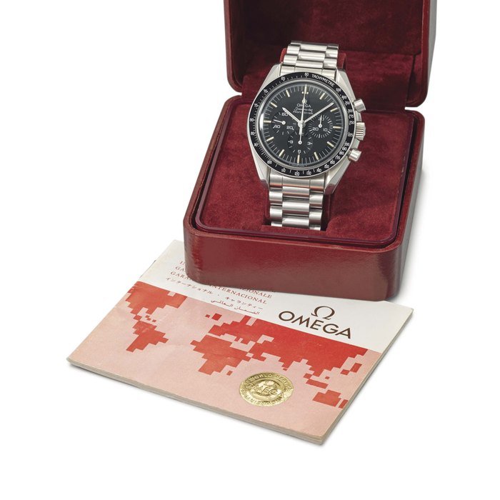 Omega Omega. A very rare and attractive limited edition stainless steel chronograph wristwatch with bracelet Signed Omega, Speedmaster Professional, ref. 345.0808 no. 250/1000, movement no. 48’169’071, circa 1985