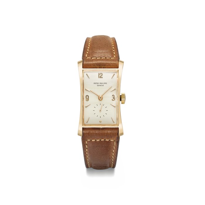 Patek Philippe. A very fine, rare and elegant 18K pink gold rectangular wristwatch Signed Patek Philippe, Genève, Hour Glass Model, ref. 1593, movement no. 839’925 , case no. 649’854, manufactured in 1948