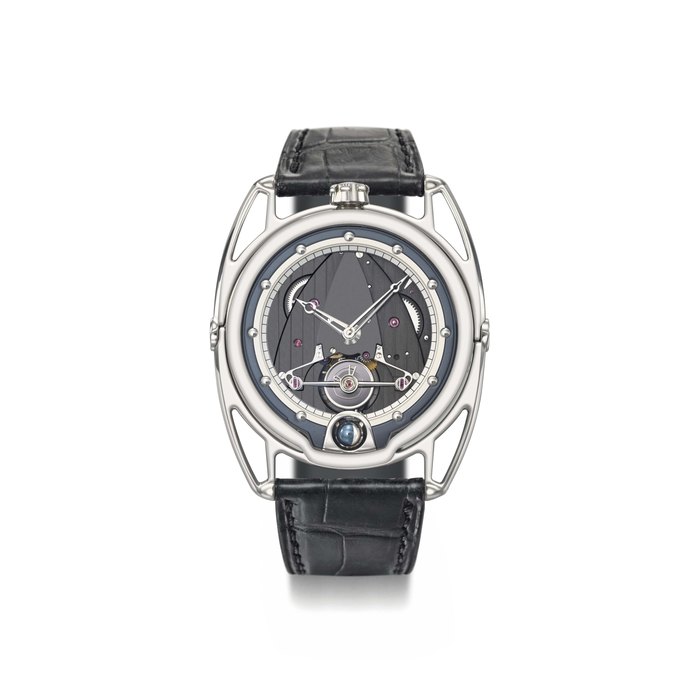 De Bethune. A fine, rare and innovative titanium semi-skeletonised wristwatch with spherical moon phase, power reserve and floating lugs Signed De Bethune, DB28-TIS8 model, no. 001, ref. DB28TIS8C3PN, circa 2010