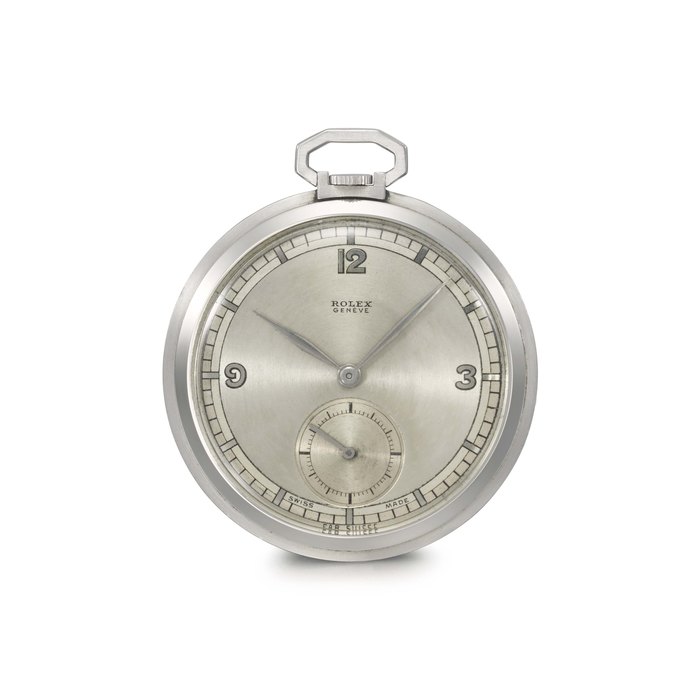 Rolex. A fine and elegant stainless steel openface keyless lever dress watch with four-tone dial Signed Rolex, Genève, Suisse, case no. 1’006’717, ref. 2853, circa 1940