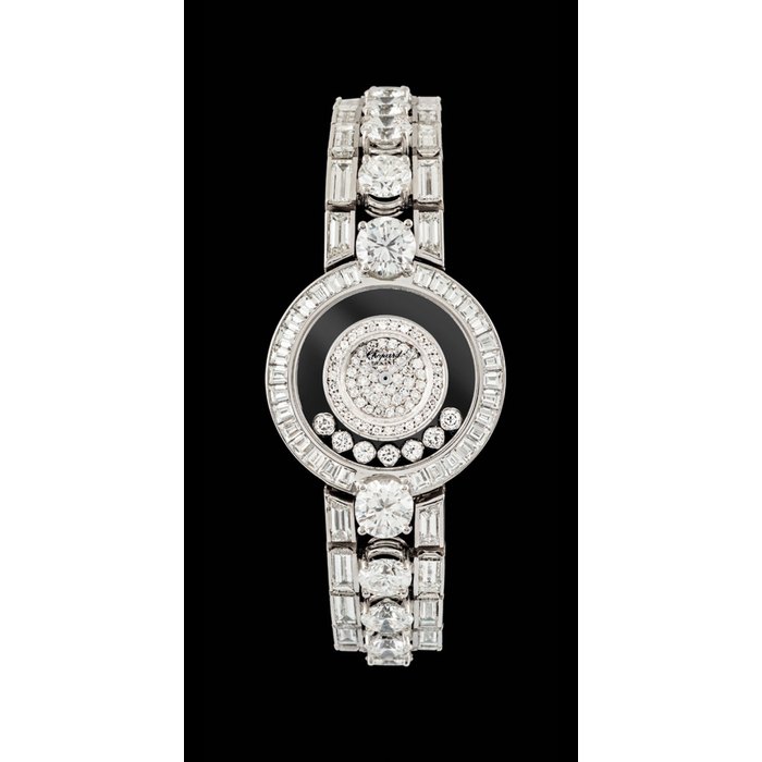 CHOPARD. A LADY ’ S SUPERB 18K WHITE GOLD AND DIAMOND-SET BRACELET WATCH SIGNED CHOPARD, HAPPY DIAMONDS MODEL, REF. 4097 1, CASE NO. 277’751, CIRCA 2000