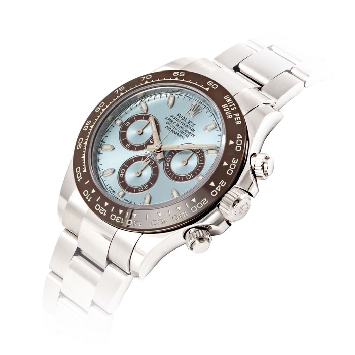 ROLEX. A FINE PLATINUM AUTOMATIC CHRONOGRAPH WRISTWATCH WITH BRACELET SIGNED ROLEX, OYSTER PERPETUAL, SUPERLATIVE CHRONOMETER OFFICIALLY CERTIFIED, COSMOGRAPH, DAYTONA MODEL, REF. 116506, CASE NO. C48123V6, CIRCA 2014