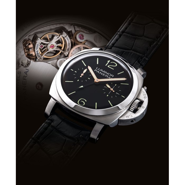 PANERAI. A FINE AND RARE STAINLESS STEEL LIMITED EDITION CUSHION-SHAPED HALF MINUTE TOURBILLON DUAL TIME WRISTWATCH WITH 6 DAY POWER RESERVE AND DAY AND NIGHT INDICATION SIGNED PANERAI, LUMINOR 1950 TOURBILLON GMT MODEL, NO. J094/100, REF. PAM00276, CASE NO. BB 1260013, MANUFACTURED IN 2007