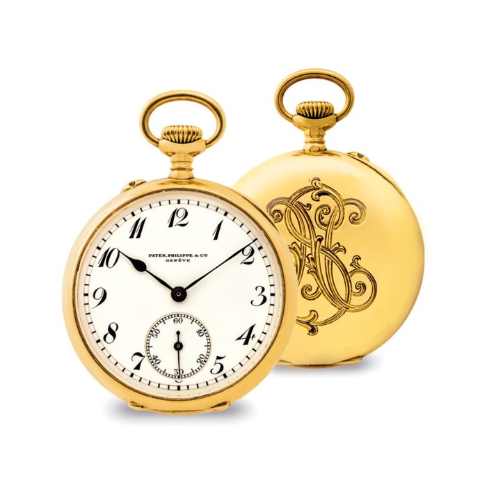 PATEK PHILIPPE. A FINE AND RARE 18K GOLD OPENFACE KEYLESS LEVER PENDANT WATCH WITH ENAMEL DIAL SIGNE PATEK PHILIPPE & CIE, GENEVE, MOVEMENT NO. 113’283, CASE NO. 278’118, MANUFACTURED IN 1903