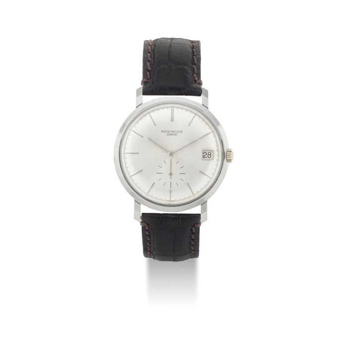 PATEK PHILIPPE. A FINE 18K WHITE GOLD AUTOMATIC WRISTWATCH WITH DATE SIGNED PATEK PHILIPPE, GENEVE, REF. 3445, MOVEMENT NO. 1’231’949, CASE NO. 332’097, MANUFACTURED IN 1972