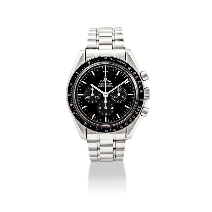 Omega OMEGA. AN UNUSUAL STAINLESS STEEL LIMITED EDITION CHRONOGRAPH WRISTWATCH WITH BRACELET SIGNED OMEGA, SPEEDMASTER, PROFESSIONAL, APOLLO XI 25TH ANNIVERSARY EDITION, NO. 1248/2500, REF. 145.0062/35915000, MOVEMENT NO. 48’302’412, CIRCA 1994