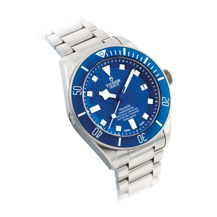 TUDOR. A TITANIUM AUTOMATIC WRISTWATCH WITH SWEEP CENTRE SECONDS, DATE AND BRACELET SIGNED TUDOR, PELAGOS MODEL, REF. 25600T, CASE NO. 1516069, CIRCA 2016
