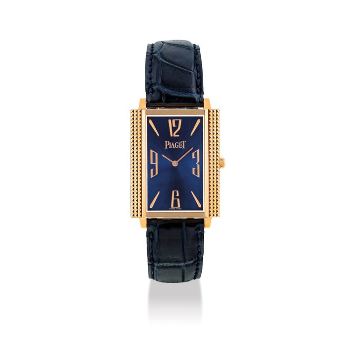 PIAGET. AN 18K PINK GOLD RECTANGULAR WRISTWATCH SIGNED PIAGET, BLACK TIE MODEL, REF. 90300, CASE NO. 869'163, CIRCA 2006