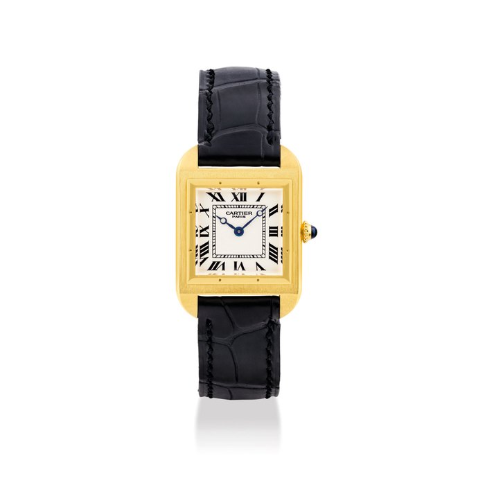 CARTIER. A FINE AND RARE 18K GOLD LIMITED EDITION SQUARE WRISTWATCH SIGNED CARTIER, SANTOS DUMONT 1913 MODEL, NO. 009/100, REF. 2697F, CIRCA 2004