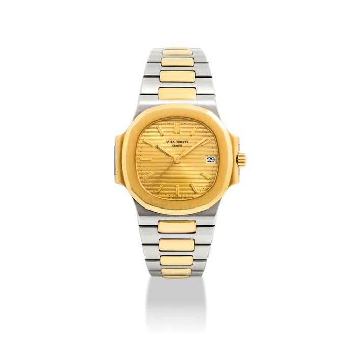 PATEK PHILIPPE. A FINE 18K GOLD AND STAINLESS STEEL AUTOMATIC WRISTWATCH WITH SWEEP CENTRE SECONDS, DATE AND BRACELET SIGNED PATEK PHILIPPE, GENEVE, NAUTILUS MODEL, REF. 3800/1, MOVEMENT NO. 1'931'968, CASE NO. 2'929'779, MANUFACTURED IN 1994