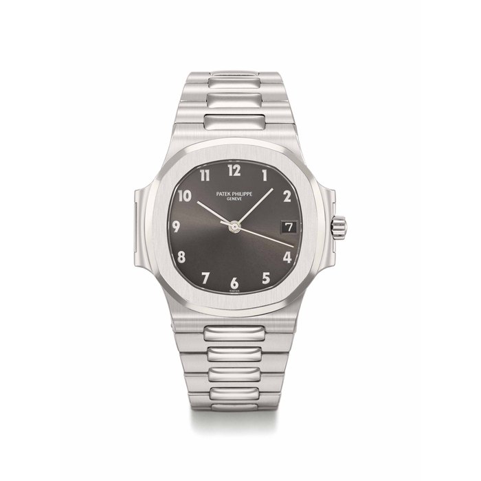 Patek Philippe. A rare stainless steel automatic wristwatch with sweep centre seconds date, bracelet and unusual dial Signed Patek Philippe, Genève, Ref. 3800/1, Movement No. 1'424'096, Case No. 2'810'685, manufactured in 1984