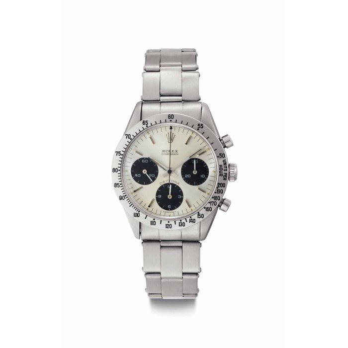 Rolex Rolex. A Fine and Rare Stainless Steel chronograph Wristwatch with Bracelet, made for the Peruvian Air Force Signed Rolex, Cosmograph, Daytona, Fuerza Area del Peru, Ref. 6239, 1'419'295, Circa 1966 · 6239