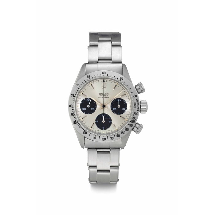 Rolex. A Fine Stainless Steel Chronograph Wristwatch with Bracelet Signed Rolex, Oyster, Cosmograph, Ref. 6265, Case No. 3'976'519, Circa 1974