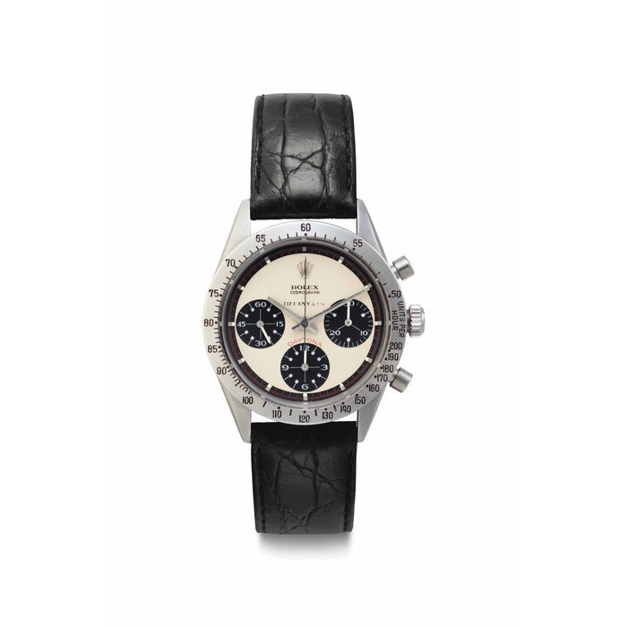 Rolex Rolex. A Very Fine and Rare Stainless Steel Chronograph Wristwatch with "Paul Newman" Dial Signed Rolex, Retailed by Tiffany & Co., Cosmograph, Daytona, Paul Newman Model, Ref. 6239, Case No. 2'002'701, Circa 1968 · 6239