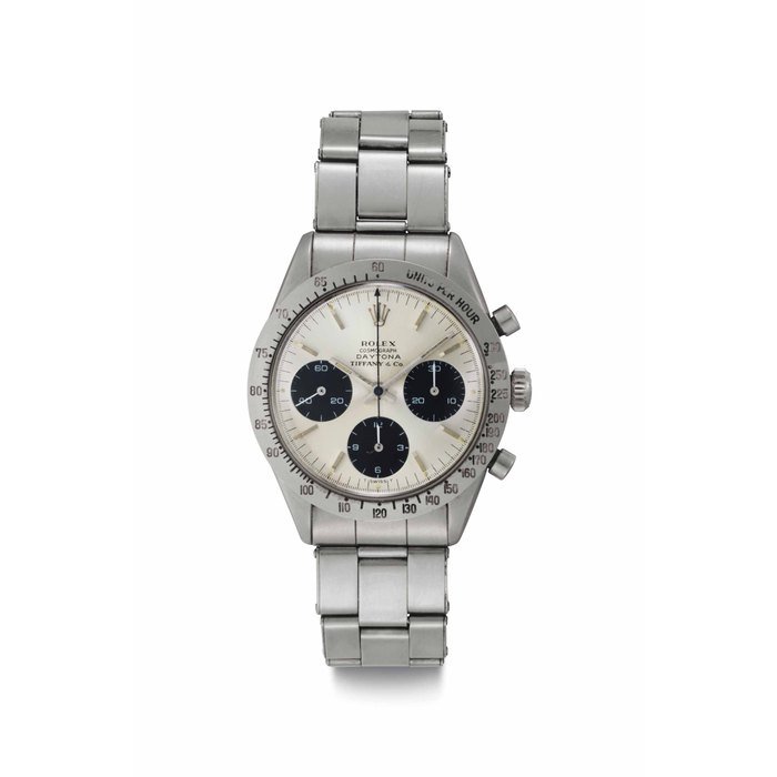 Rolex Rolex. A Fine and Rare Stainless Steel Chronograph Wristwatch with Bracelet Signed Rolex, Retailed by Tiffany & Co., Cosmograph, Daytona, Ref. 6239, Case No. 1'419'210, Circa 1966 · 6239