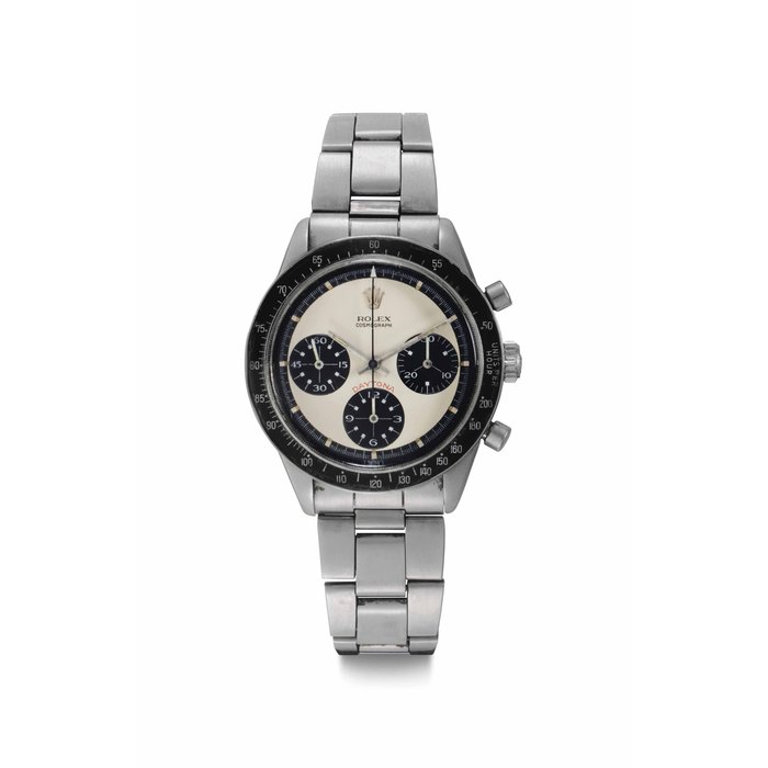 Rolex. A Very Fine and Rare Stainless Steel Chronograph Wristwatch with Bracelet and "Paul Newman" Dial Signed Rolex, Cosmograph, Daytona, Ref. 6264, Case No. 2'417'905, Circa 1969