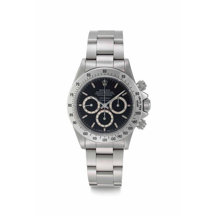 Rolex. An Extremely Rare Stainless Steel Automatic Chronograph Wristwatch with Bracelet and "Floating Cosmograph" Dial Signed Rolex, Retailed By Tiffany & Co, Oyster Perpetual, Cosmograph Daytona., Ref. 16520, Case No. L'244'759, Circa 1989
