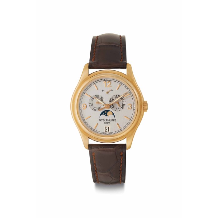 Patek Philippe. A Rare 18k Pink Gold Limited Edition Automatic Annual Calendar Wristwatch with Power Reserve and Moon Phases Signed Patek Philippe, Genève, Advanced Research, Ref. 5350R, Movement No. 3'686'229, Case No. 4'375'237, Manufactured in 2007