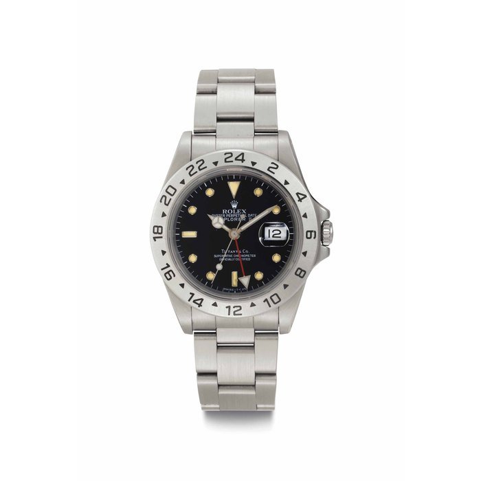 Rolex Rolex. A Fine Stainless Steel Automatic Dual Time Wristwatch with Date, Center Seconds and Bracelet Signed Rolex, Retailed by Tiffany & Co., Oyster Perpetual Date, Explorer II, Ref. 16570, Case No. S 938754, Circa 1993 · 16570