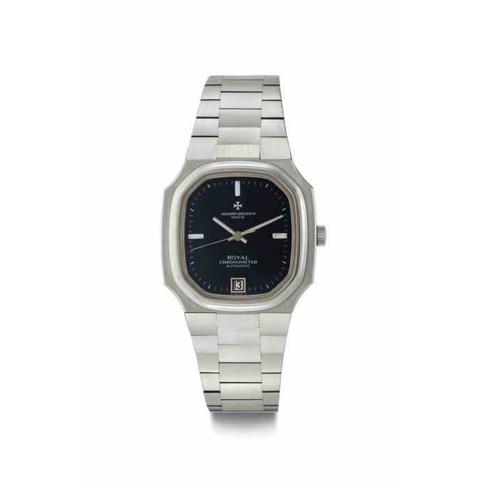 Vacheron Constantin. A Stainless Steel and Diamond-set Automatic Octagonal-shaped Wristwatch with Date, Center Seconds and Bracelet Signed Vacheron Constantin, Genève, Chronometre Royal Model, Ref. 2215, Case No's 162 and 514479, Movement No. 673'947, Manufactured in 1977