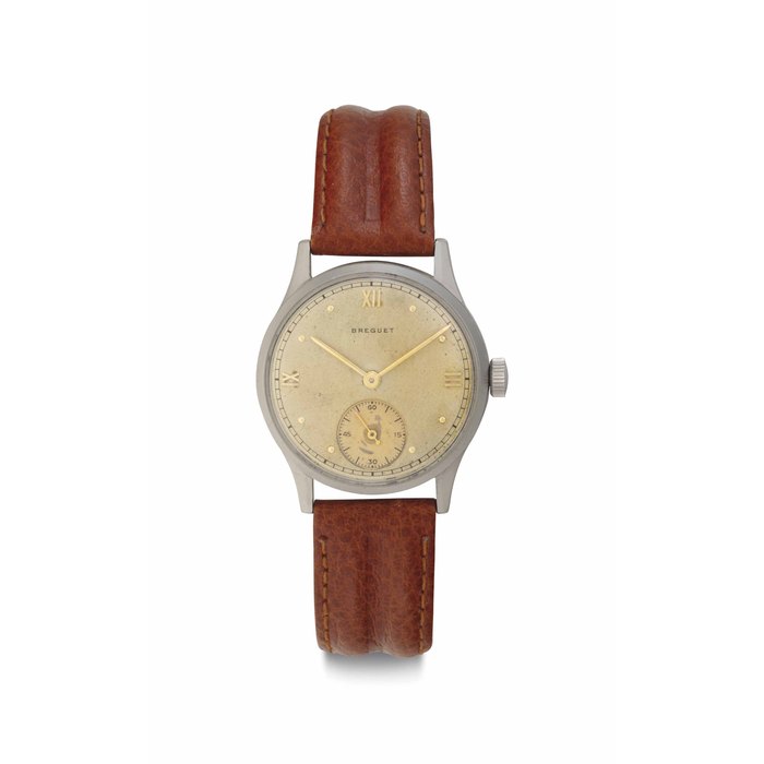 Breguet. A Fine and Very Rare Stainless Steel Wristwatch Signed Breguet, Movement No. 1276, Case No. B 1276, Manufactured in 1953