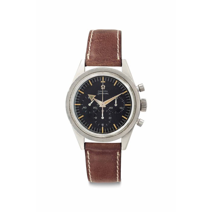 Omega Omega. A Very Fine and Rare Stainless Steel Chronograph Wristwatch Signed Omega, Speedmaster, 'Broad Arrow' Model, Ref. 2915-2, Movement No. 15’997’556, Manufactured in 1958