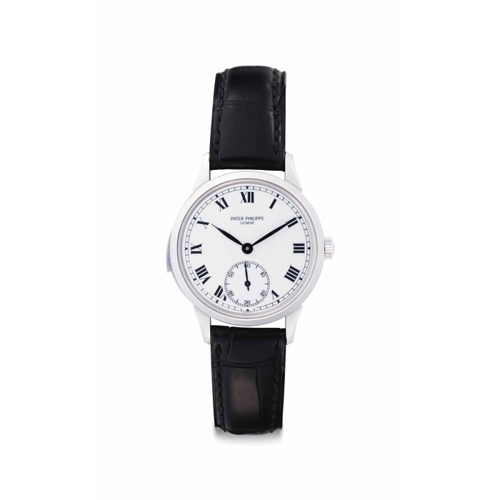 Patek Philippe. An Extremely Fine and Rare Platinum Automatic Minute Repeating Wristwatch with Enamel Dial Signed Patek Philippe, Genève, Ref. 3979P, Movement No. 1'904'063, Case No. 2'947'062, Manufactured in 1996