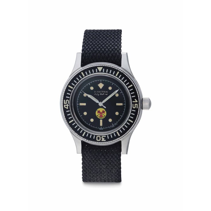 Blancpain. A Rare Stainless Steel Automatic Anti-Magnetic Diver's Wristwatch with Center Seconds, Made for the German Military Signed Blancpain, Fifty Fathoms, Ref. RPG 1, BUNDESWHER, 6645-12-149-5012, Case No. 208'148, Circa 1965