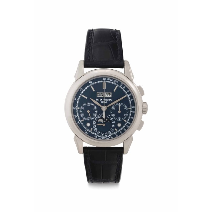 Patek Philippe. A Fine and Large 18k White Gold Perpetual Calendar Chronograph Wristwatch with Moon Phases, Leap Year and Day/Night Indication Signed Patek Philippe, Genève, Ref. 5270G, Movement No. 5'864'139, Case No. 6'033'565, Circa 2015