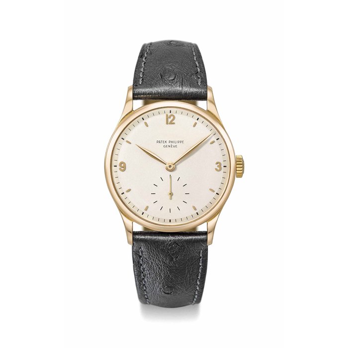 PATEK PHILIPPE. A FINE AND RARE PINK GOLD WRISTWATCH SIGNED PATEK PHILIPPE, GENEVE, CALATRAVA MODEL, REF. 570, MOVEMENT NO. 9619'463, CASE NO. 304’387, MANUFACTURED IN 1951