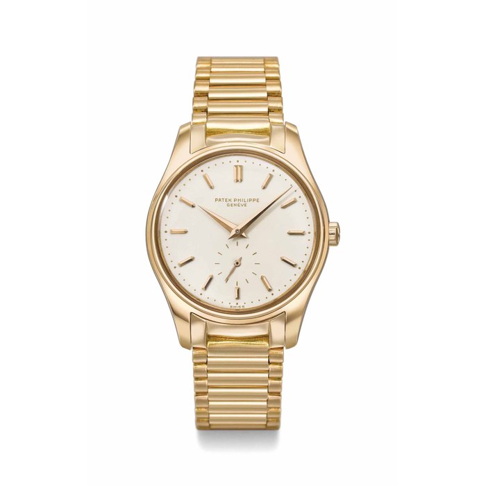 Patek Philippe. A very fine, rare and elegant 18K pink gold automatic wristwatch with enamel dial and 18K pink gold Gay Frères type F bracelet Signed Patek Philippe, Genève, ref. 2526, movement no. 765'464, case no. 2'604'130, manufactured in 1958