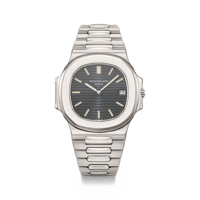 Patek Philippe. A fine and extremely rare stainless steel automatic wristwatch with date, bracelet and Nautilus cork box Signed Patek Philippe, Genève, Nautilus model, ref. 3700/1, movement no. 1’306’046, case no. 536’912, manufactured in 1977