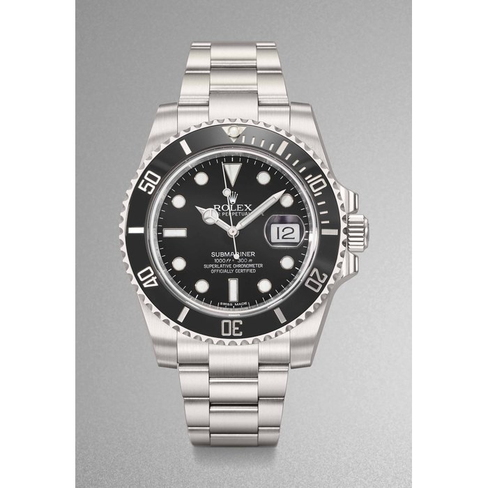 ROLEX. A STAINLESS STEEL AUTOMATIC LIMITED EDITION WRISTWATCH WITH SWEEP CENTRE SECONDS, DATE, BRACELET, ORIGINAL GUARANTEE AND BOX, MADE FOR THE 135TH ANNIVERSARY OF RELOJERIA ALEMANA IN PALMA DE MALLORCA SIGNED ROLEX, OYSTER PERPETUAL DATE, SUBMARINER, 1000ft = 300m, REF. 116610LN, CASE NO. 7T55L192, CIRCA 2014