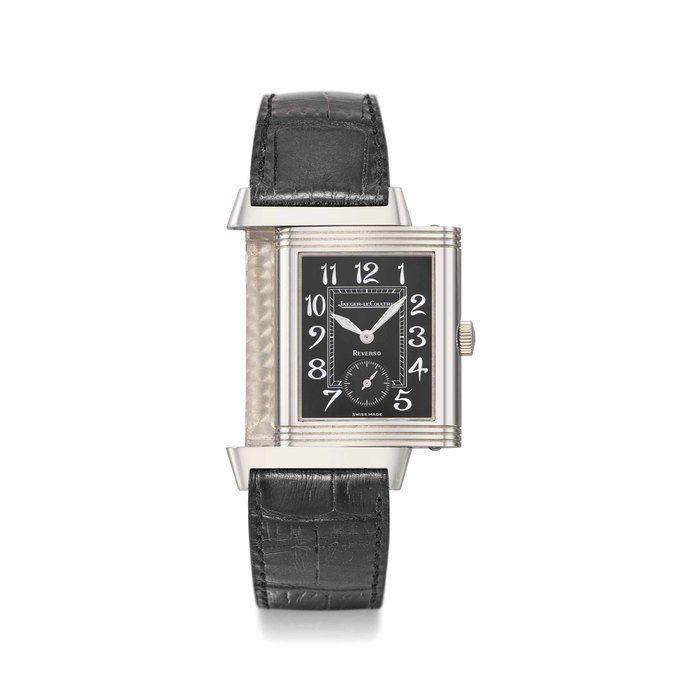 Jaeger-Lecoultre JAEGER-LECOULTRE. A FINE 18K WHITE GOLD RECTANGULAR REVERSIBLE WRISTWATCH WITH BLACK DIAL SIGNED JAEGER-LECOULTRE, REVERSO, REVERSO ART DECO MODEL, REF. 270.3.62, CASE NO. 1’913’916, CIRCA 1995, Price & Market Data