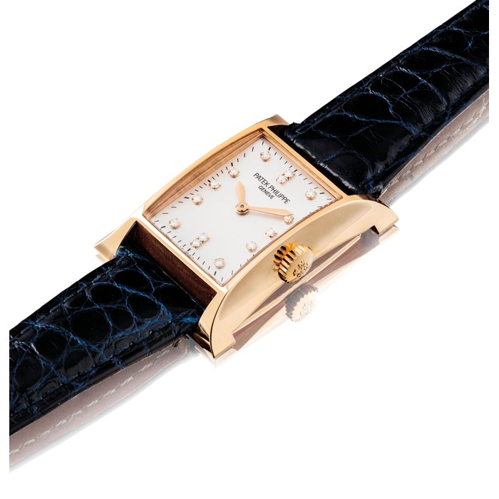 Patek Philippe PATEK PHILIPPE. A LADY ’ S FINE 18K PINK GOLD AND DIAMOND-SET LIMITED EDITION RECTANGULAR WRISTWATCH M ADE TO COMMEMORATE THE OPENING OF PATEK PHILIPPE ’ S WATCHMAKING CENTRE IN GENEVA IN 1997 SIGNED PATEK PHILIPPE, GENEVE, PAGODA MODEL, MADE TO COMMEMORATE THE OPENING OF PATEK PHILIPPE'S WATCHMAKING CENTRE IN GENEVA IN 1997, REF. 4900, MOVEMENT NO. 3'066'748, CASE NO. 4'018'251, MANUFACTURED IN 1997, Price & Market Data
