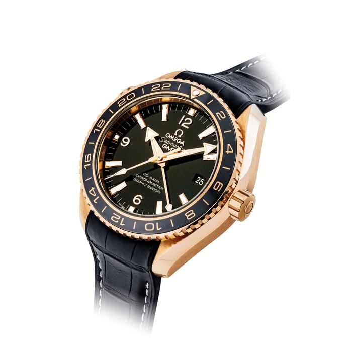 OMEGA. A FINE 18K PINK GOLD AUTOMATIC DUAL TIME WRISTWATCH WITH DATE SIGNED OMEGA, GMT, SEAMASTER PLANET OCEAN MODEL, REF. 232.63.44.22.01.001, CASE NO. 88'032'965, CIRCA 2010