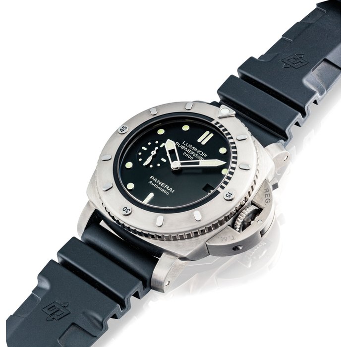 PANERAI. A TITANIUM LIMITED EDITION CUSHION-SHAPED AUTOMATIC WRISTWATCH WITH DATE SIGNED PANERAI, LUMINOR SUBMERSIBLE 1950 2500M 3 DAYS AUTOMATIC TITANIO MODEL, NO. P0761/1000, REF. OP 6841, PAM00364, CASE NO. BB 1632163, CIRCA 2014