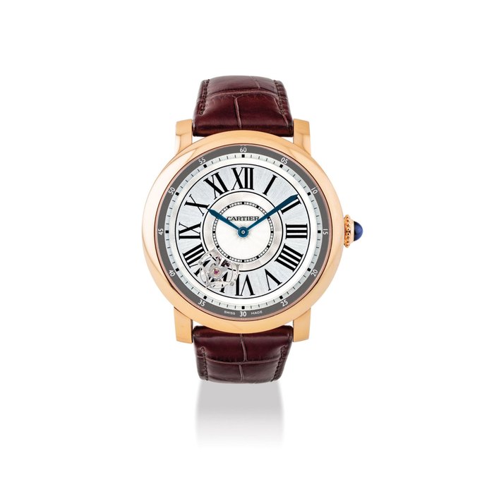 CARTIER. A VERY FINE 18K PINK GOLD ROTATING TOURBILLON WRISTWATCH SIGNED CARTIER, ROTONDE DE CARTIER ASTROTOURBILLON, REF. W1556205, MOVEMENT NO. 196, CASE NOS. 51 AND 330'851, CIRCA 2011