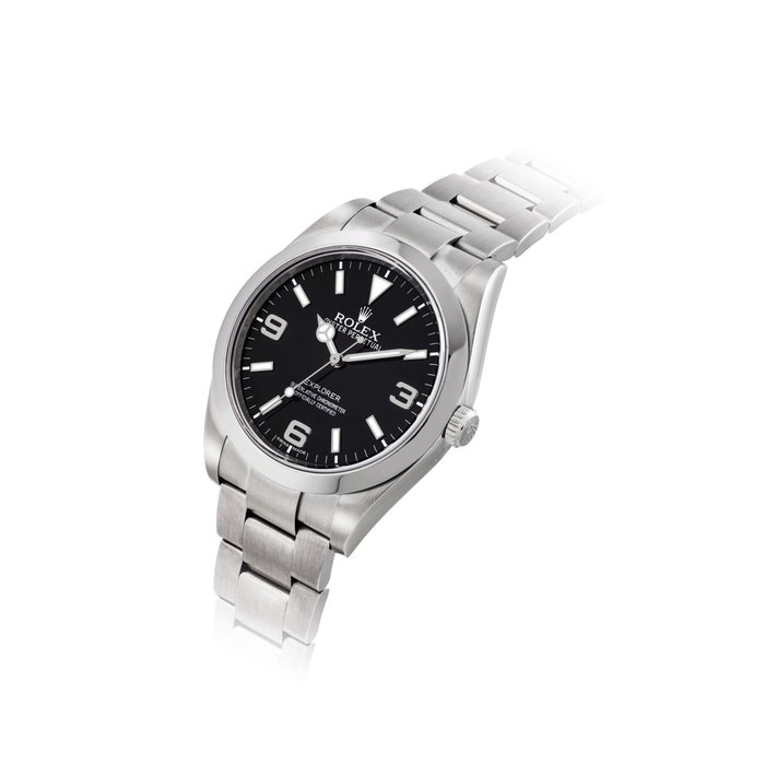 ROLEX. A STAINLESS STEEL AUTOMATIC WRISTWATCH WITH SWEEP CENTRE SECONDS AND BRACELET SIGNED ROLEX, OYSTER PERPETUAL, EXPLORER MODEL, REF. 214270, CASE NO. U9C02345, CIRCA 2014