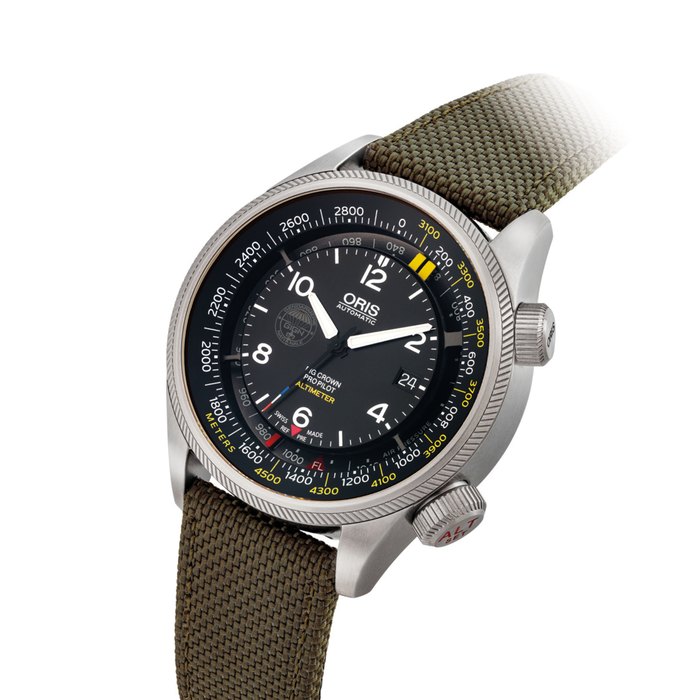 ORIS. A RARE AND UNUSUAL STAINLESS STEEL LIMITED EDITION AUTOMATIC WRISTWATCH WITH SWEEP CENTRE SECONDS, DATE AND ALTIMETER SIGNED ORIS, BIG CROWN PROPILOT ALTIMETER MODEL, NO. 220/500, REF. 73377054184, CASE NO. 7705-84, CIRCA 2016