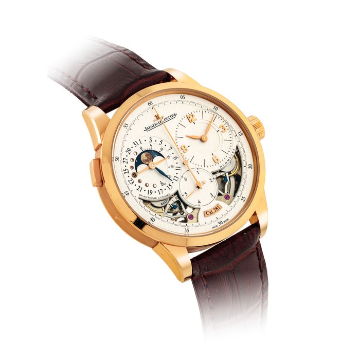 Jaeger-Lecoultre JAEGER-LECOULTRE. A VERY FINE 18K PINK GOLD WRISTWATCH WITH SWEEP CENTRE SECONDS, MOON PHASES, DATE, DUAL POWER RESERVE AND 1/6 SECOND INDICATION SIGNED JAEGER-LECOULTRE, DUOMÈTRE À QUANTIÈME LUNAIRE MODEL, REF. 600.2.24.S , CASE NO. 2'737'509, CIRCA 2012, Price & Market Data