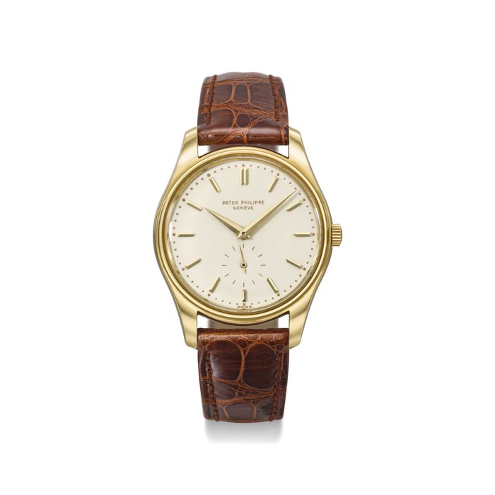 PATEK PHILIPPE. A FINE AND RARE 18K GOLD AUTOMATIC WRISTWATCH WITH CREAM-COLOURED ENAMEL DIAL SIGNED PATEK PHILIPPE, GENEVE, REF. 2526, MOVEMENT NO. 766’483, CASE NO. 2’606’829, MANUFACTURED IN 1959