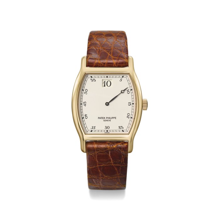 Patek Philippe. A very fine and rare 18K pink gold limited jump hour wristwatch with original certificates and box, made to commemorate the firm's 150th Anniversary Signed Patek Philippe, Genève, Ref. 3969, Jump Hour model, movement no. 752'733, case no. 2'864'646, manufactured in 1989
