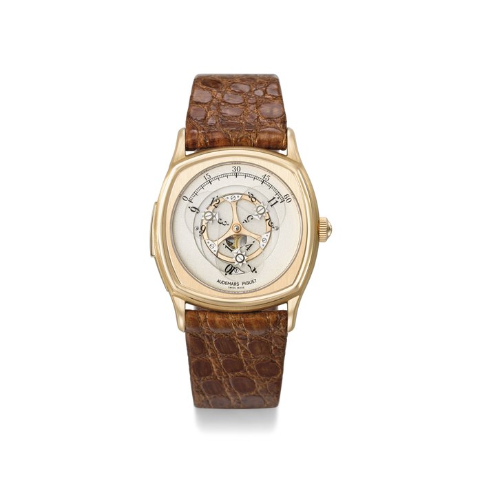 AUDEMARS PIGUET. A FINE AND VERY RARE 18K PINK GOLD LIMITED EDITION MINUTE REPEATING STAR WHEEL WRISTWATCH WITH BOX SIGNED AUDEMARS PIGUET, REPETITION MINUTE, JOHN SHAEFFER MODEL, REF. 25881OR, NO. 4/25, MOVEMENT NO. 404’221, CASE NO. D68076, MANUFACTURED IN 1999